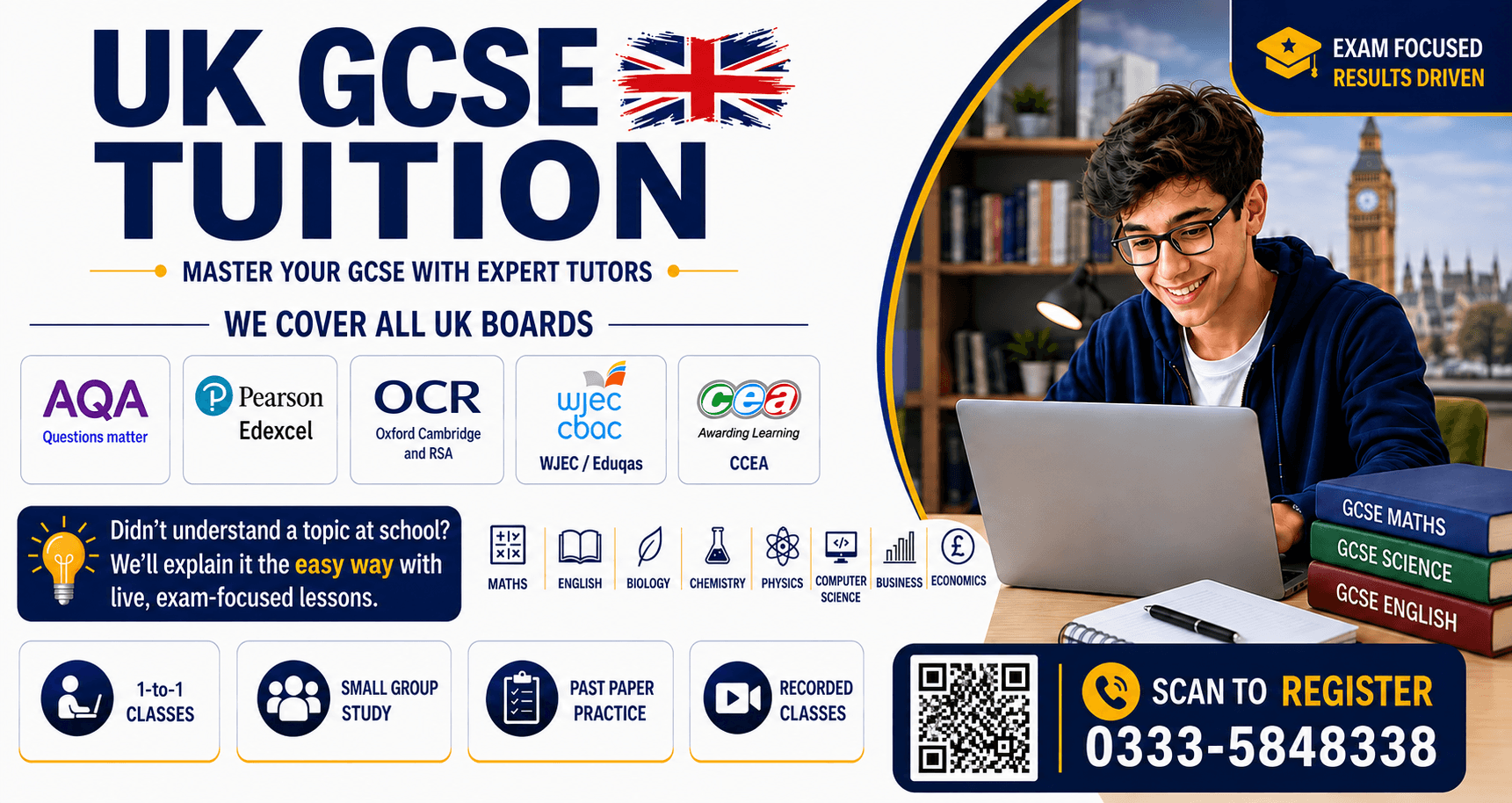 UK GCSE tuition — AQA, Edexcel, OCR, WJEC and CCEA