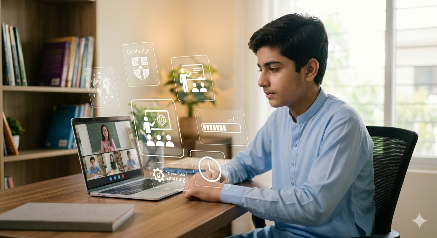 Student in online tutoring session on laptop
